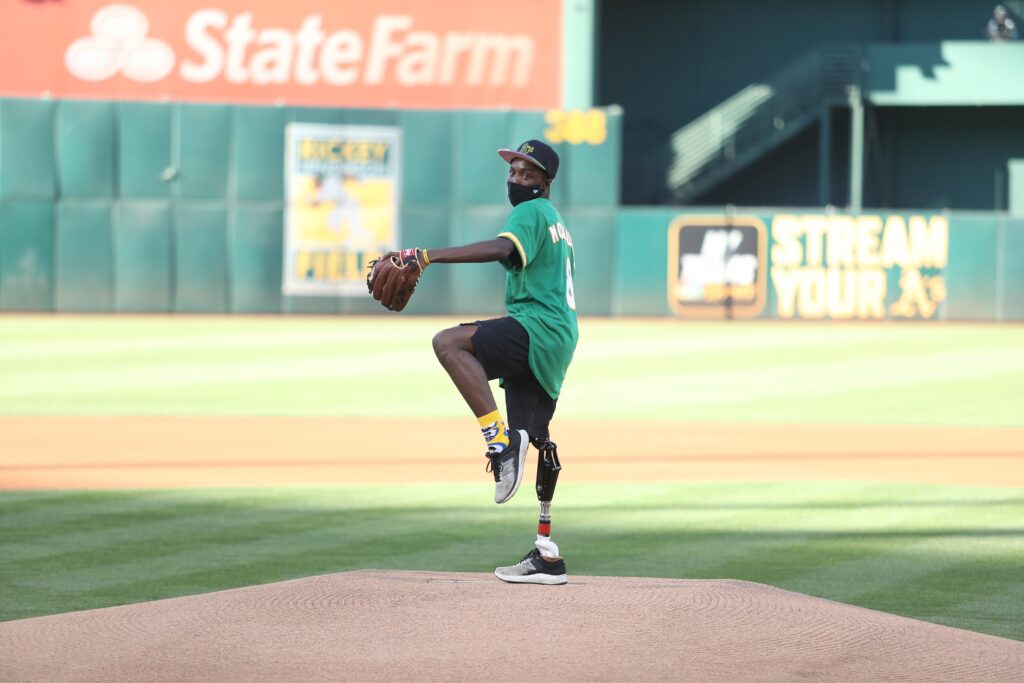 Jose Mosquera First Pitch at the Oakland A’s