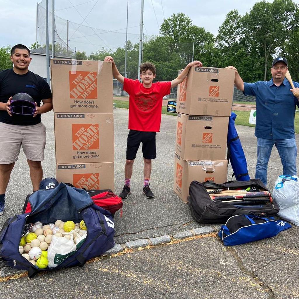 Donated equipment in boxes